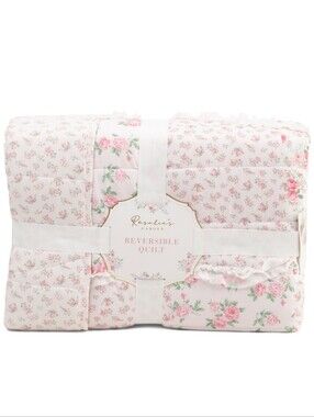 Rosalie's Garden Pink Ditsy Floral Patchwork Quilt  KING